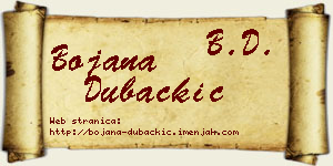 Bojana Dubačkić vizit kartica